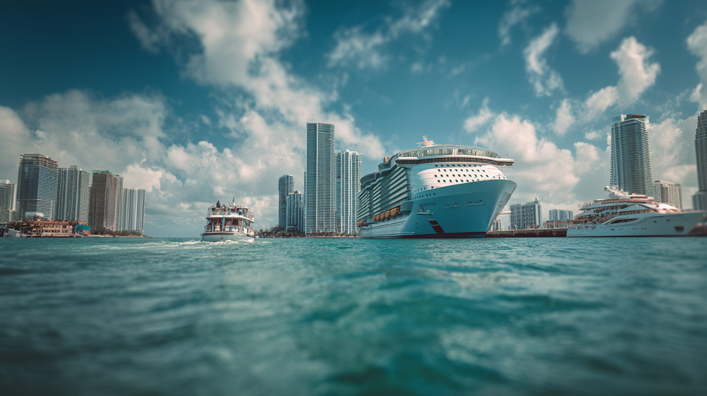 The Christmas Day sightseeing cruises passes a cruise ship during the tour.
