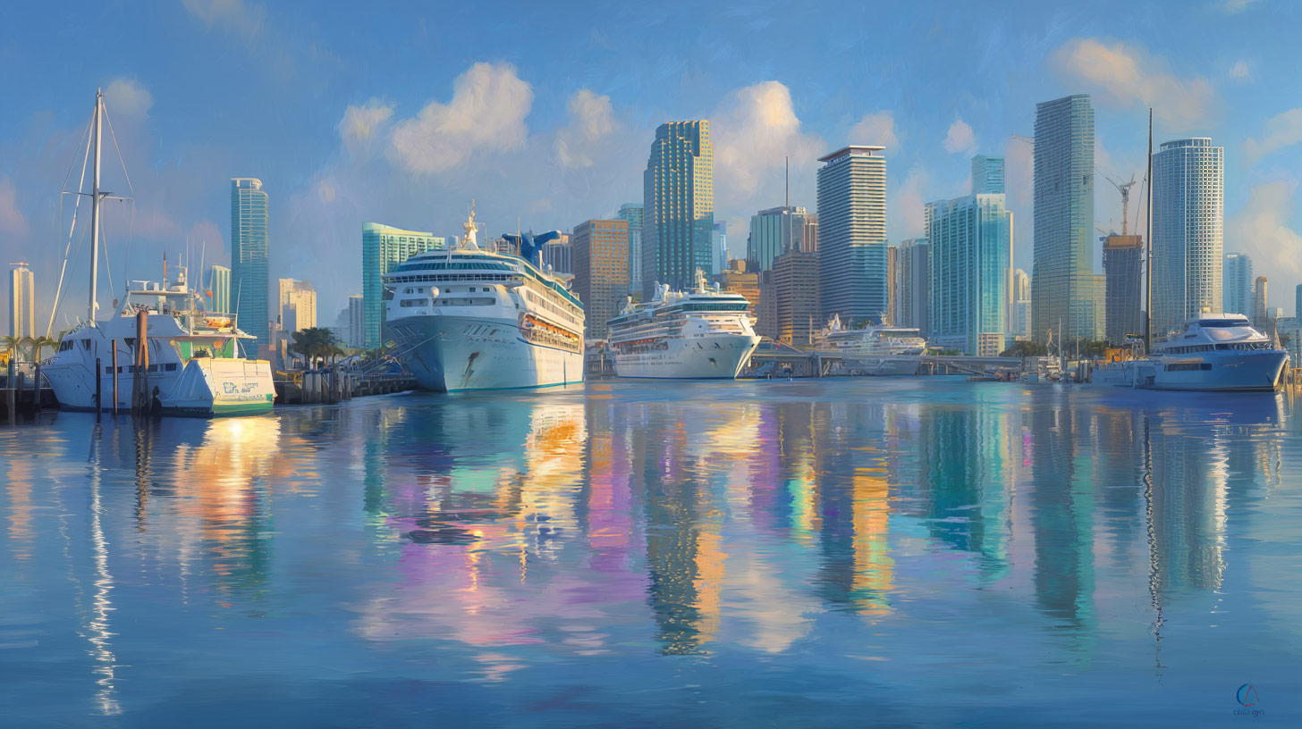 This aerial view shows the man-made Venetian Islands.